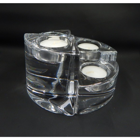 Orrefors Sweden Quartet Crystal Votive Candle Holders by Helene Krantz Set of 4 - Picture 4 of 10